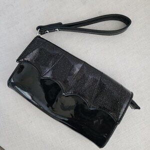 Sourpuss Black Sparkle Bat Clutch Wristlet